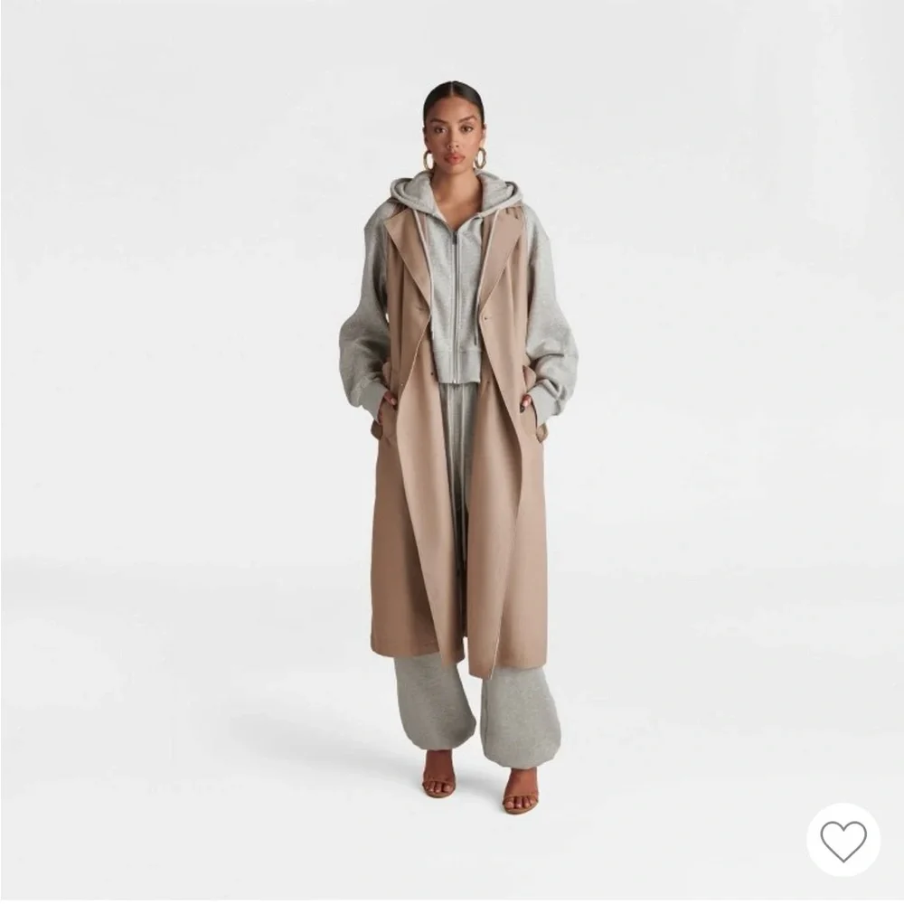 KBB by KAHLANA Target The Sweatshirt Trench Coat Khaki/Heather Gray size Medium - Picture 4 of 5